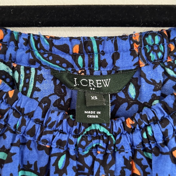 J. Crew Factory Blue Paisley Cotton Sundress Scoop Neck with Belt Size XS - Picture 3 of 14